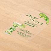 Chic A Tini Bit Older Lime Martini 35th Birthday アクリル招待状 (レイダウン)