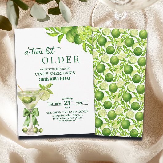 Chic A Tini Bit Older Lime Martini 36th Birthday 招待状