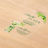 Chic A Tini Bit Older Lime Martini 37th Birthday アクリル招待状 (レイダウン)