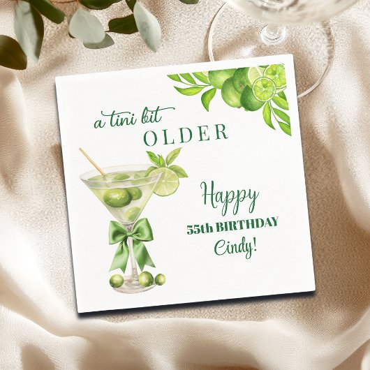 Chic A Tini Bit Older Lime Martini 55th Birthday スタンダードカクテルナプキン