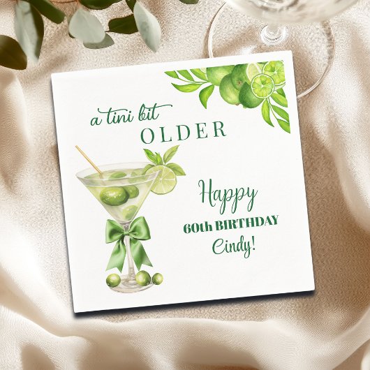 Chic A Tini Bit Older Lime Martini 60th Birthday スタンダードカクテルナプキン