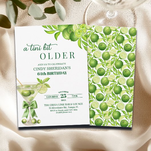 Chic A Tini Bit Older Lime Martini 64th Birthday 招待状