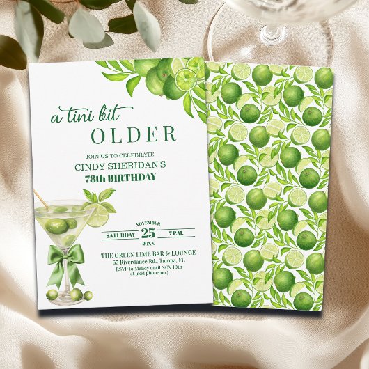 Chic A Tini Bit Older Lime Martini 78th Birthday 招待状