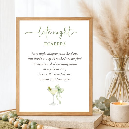 Chic A TIni One Baby Shower Late Night Diapers ポスター