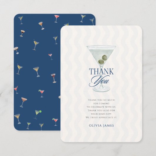 Chic a tini one boy baby shower サンキューカード (正面/裏面)