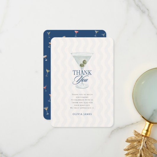 Chic a tini one boy baby shower サンキューカード (正面/裏面インサイチュ)