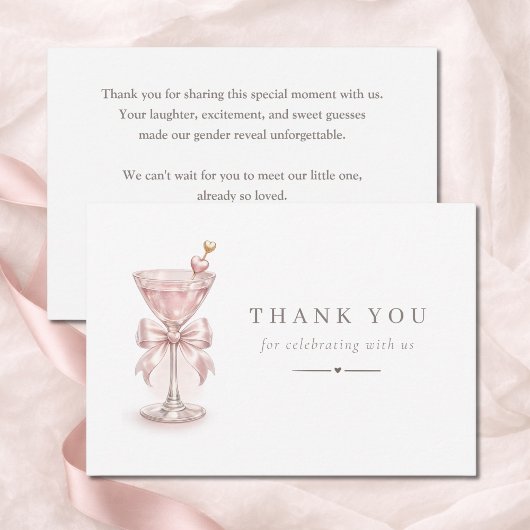 Chic A Tini One Martini Theme Baby Shower サンキューカード