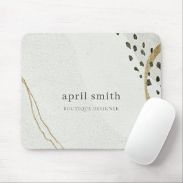 Chic Abstract Ivory Gold Black Grey Stone Texture  マウスパッド