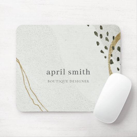 Chic Abstract Ivory Gold Black Grey Stone Texture  マウスパッド (マウス)