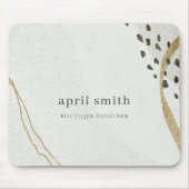 Chic Abstract Ivory Gold Black Grey Stone Texture  マウスパッド (正面)