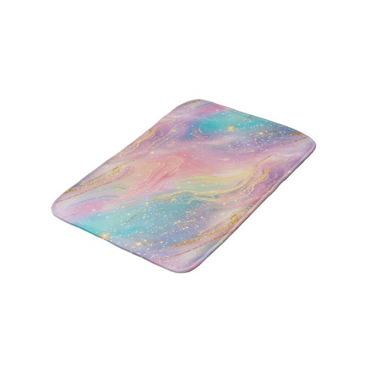 Chic Abstract Pastel Glitter Color Pattern バスマット (アングル)