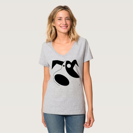 Chic Abstract Puppy Women's V-Neck Tee - Artistic  Tシャツ (正面フル)