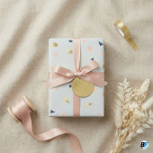 Chic Abstract Terrazzo Faux Gold Foil & Navy Blue  ラッピングペーパー