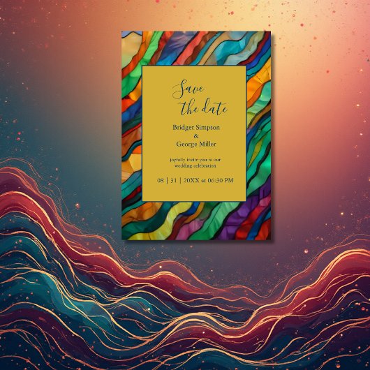 chic African destination wedding save the date 招待状