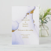 Chic Alcohol Ink Handmade Gold Wedding Invitation 招待状 (スタンド正面)