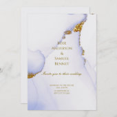 Chic Alcohol Ink Handmade Gold Wedding Invitation 招待状 (正面/裏面)