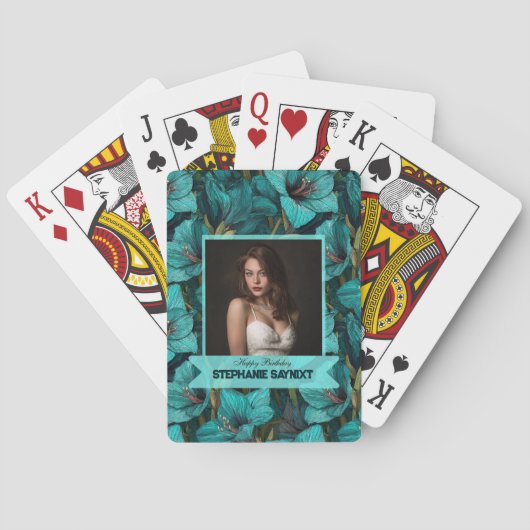 Chic Amaryllis Happy Birthday Gift For Girlfriend トランプ (裏面)