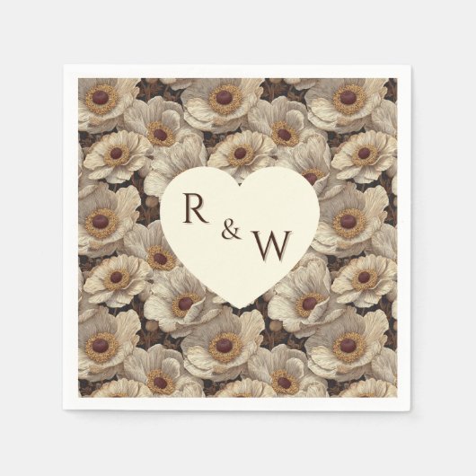 Chic Anemones Sparkle Autumn Wedding スタンダードカクテルナプキン (正面)