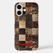 Chic animal print leopard collage monogram Case-Mate iPhoneケース (裏面)