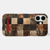 Chic animal print leopard collage monogram Case-Mate iPhoneケース (裏面 (横))
