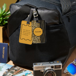 Chic Animal Skin Leopard Pattern Name Double-sided ラゲッジタグ