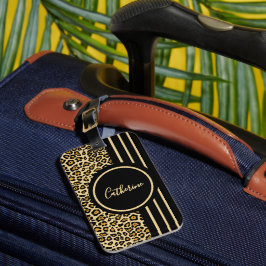 Chic Animal Skin Leopard Pattern Name Luggage Tag ラゲッジタグ