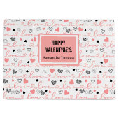 Chic Anniversary Heart Lettering Custom Gift Bag ラージペーパーバッグ (正面)