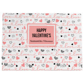 Chic Anniversary Heart Lettering Custom Gift Bag ラージペーパーバッグ (裏面)