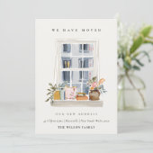 Chic Apartment Floral Window We have Moved Card サンキューカード (スタンド正面)