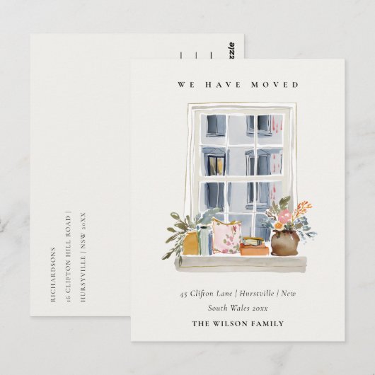 Chic Apartment Floral Window We have Moved Card ポストカード (正面/裏面)