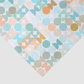 Chic Aqua Blue Coral Orange Circles Art Pattern 薄葉紙 (詳細)