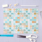 Chic Aqua Blue Coral Orange Circles Art Pattern 薄葉紙 (クラフト)