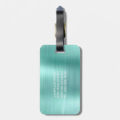Chic Aqua Brussed Metalホワイトモノグラムラゲージタグ ラゲッジタグ (裏面縦)