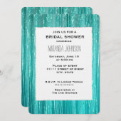 Chic Aqua Mint Tinsel Stripes Bridal Shower 招待状 (正面/裏面)