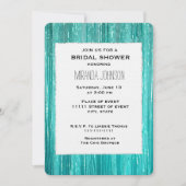 Chic Aqua Mint Tinsel Stripes Bridal Shower 招待状 (正面)