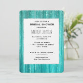 Chic Aqua Mint Tinsel Stripes Bridal Shower 招待状 (スタンド正面)