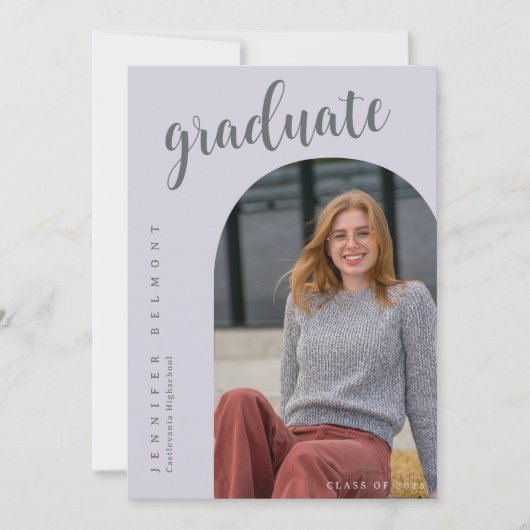 Chic Arch Photo She did it Hat Tassel Graduation 招待状 (正面)