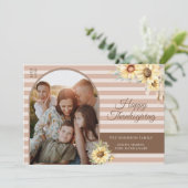 Chic Autumn Fall Floral Arch Happy Thanksgiving シーズンカード (スタンド正面)