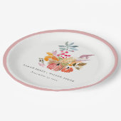 Chic Autumn Harvest Pumpkin Watercolor Wedding ペーパープレート (アングル)