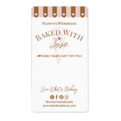 Chic Awing Baked With Love Pastry Bag Bakery Box ラベル (正面)