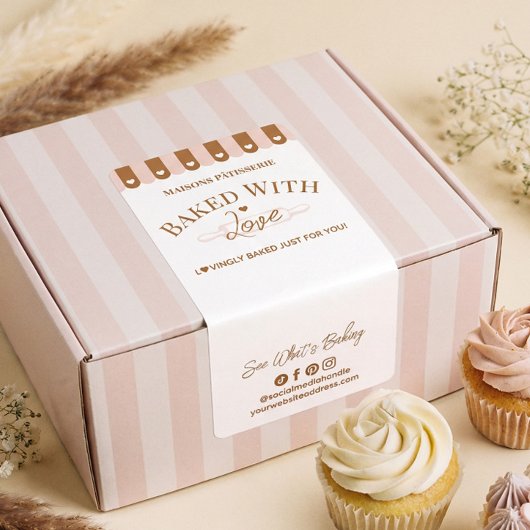 Chic Awing Baked With Love Rolling Pin Bakery Seal ラベル