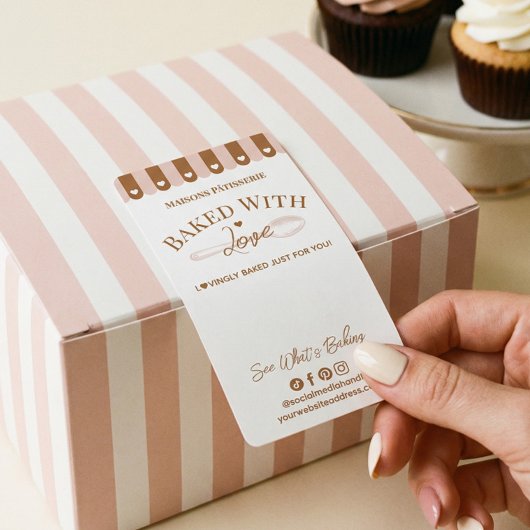 Chic Awing Baked With Love Spoon Bakery Box Seal ラベル