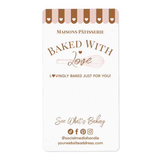 Chic Awing Baked With Love Whisk Bakery Box Seal ラベル (正面)