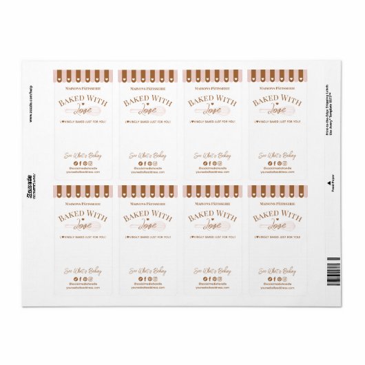 Chic Awing Baked With Love Whisk Bakery Box Seal ラベル (フルシート)