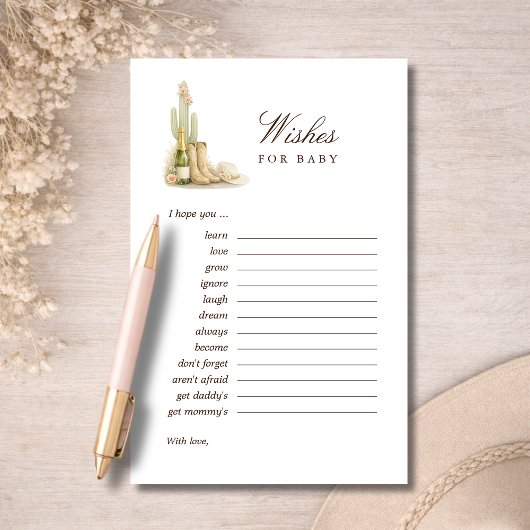 Chic Baby Shower Games Wishes For Baby Advice Card