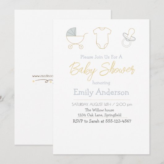 Chic Baby Shower invitation 招待状 (正面/裏面)