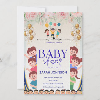 Chic Baby Shower Invitation | Elegant Floral 招待状