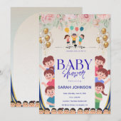 Chic Baby Shower Invitation | Elegant Floral 招待状 (正面/裏面)