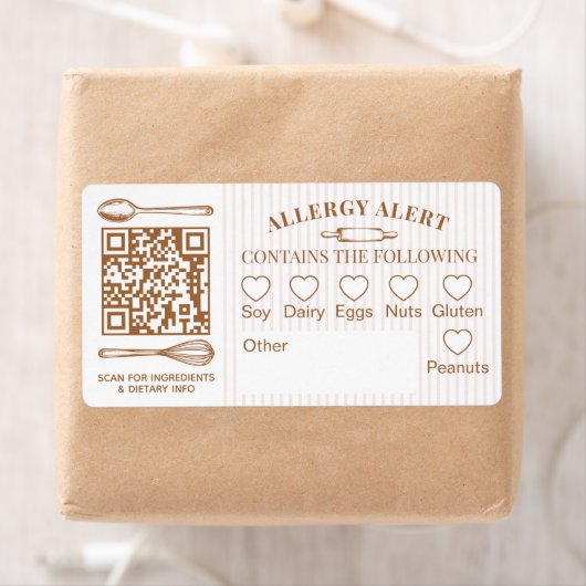 Chic Bakery Logo Allergy Alert Baked Goods QR Code ラベル (インサイチュ)