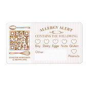 Chic Bakery Logo Allergy Alert Baked Goods QR Code ラベル (正面)